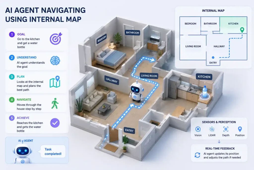 Model-based AI agent using memory of its environment